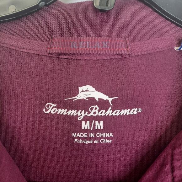 Tommy Bahama maroon plum quarter zip sweater long sleeve top size medium - Picture 4 of 8
